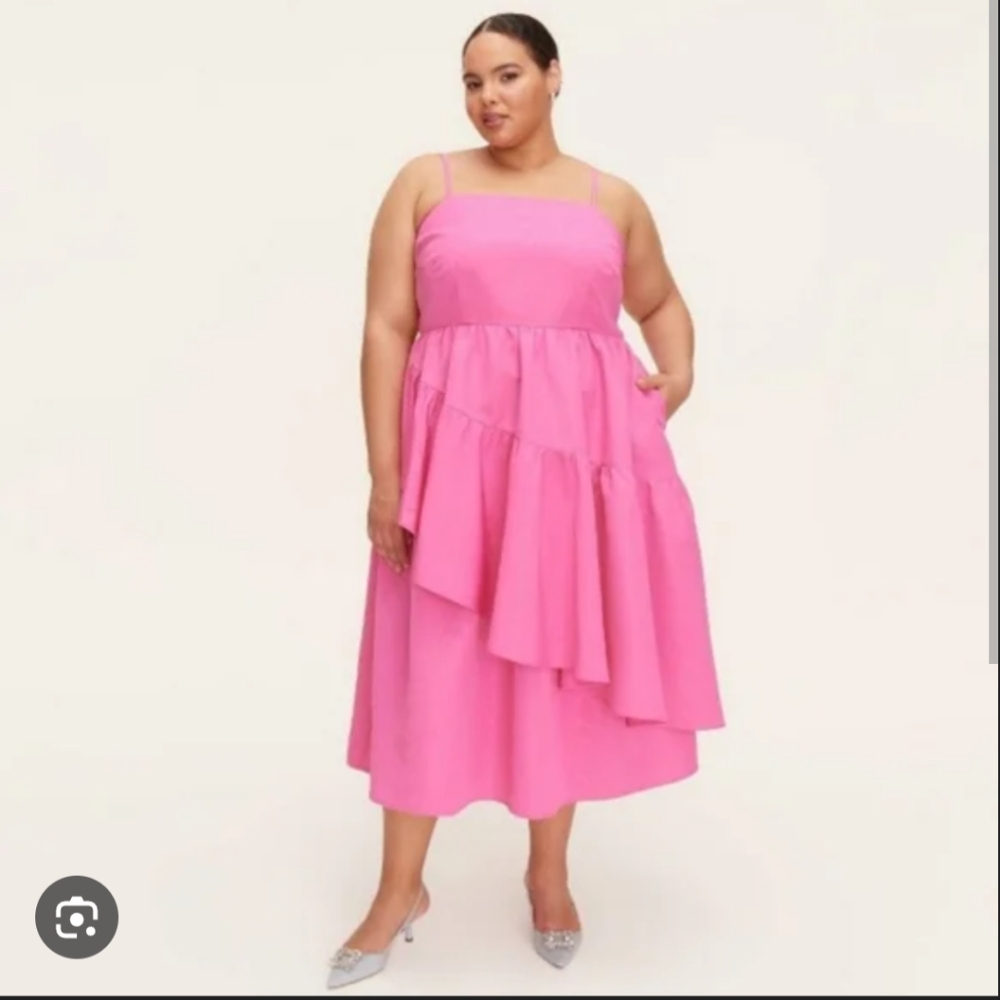 Pink Ruffled Strapless Dress - Picture 1 of 6
